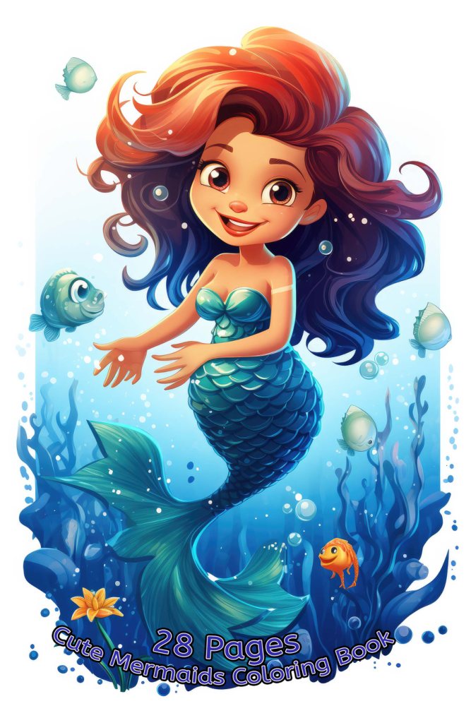 Mermaid coloring book cover
