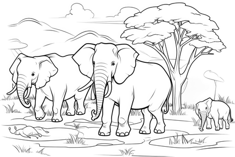 Elephants coloring page