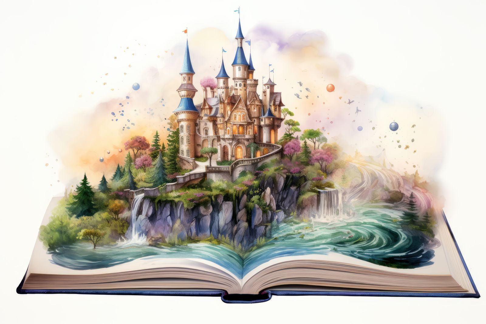 Illustration of an open storybook